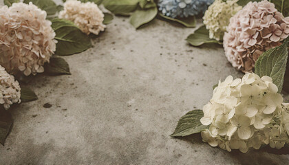 Hydrangeas on a concrete table