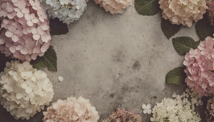 Hydrangeas on a concrete table
