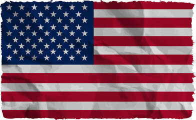 United States flag crumpled. USA grunge