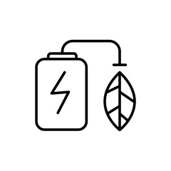 Green battery outline icons, minimalist vector illustration ,simple transparent graphic element .Isolated on white background