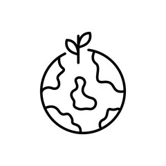 Green earth outline icons, minimalist vector illustration ,simple transparent graphic element .Isolated on white background