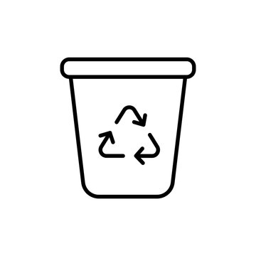 Recycle bin outline icons, minimalist vector illustration ,simple transparent graphic element .Isolated on white background