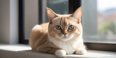 image of a cute cat seated on a windowsill