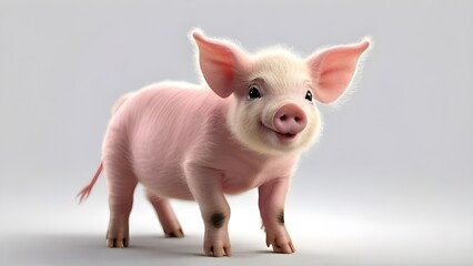 A playful piglet with a happy demeanor, isolated on a white background, generative AI, background image
