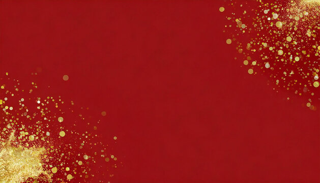 red background. Image material of gold decoration.