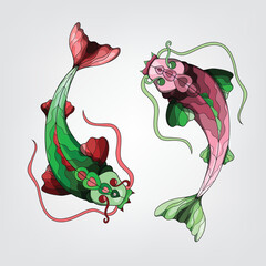 Vector illustration of isolated cartoon catfish