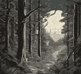  night forest background