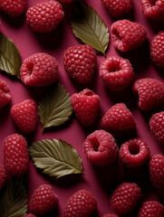 raspberries on red background, wallpaper