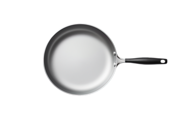 Stainless steel frying pan Isolated on transparent background