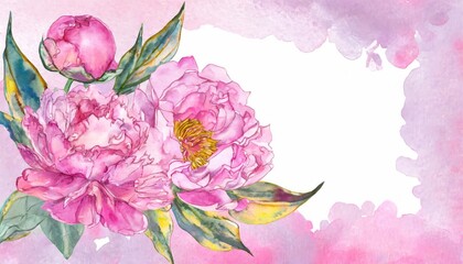 The hand painted pink color watercolor flowers wallpaper for design.