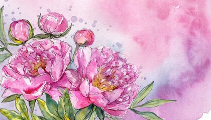 The hand painted pink color watercolor flowers wallpaper for design.