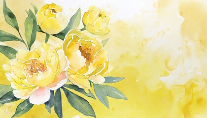 The hand painted yellow color watercolor flowers wallpaper for design.