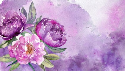 The hand painted purple color watercolor flowers wallpaper for design.