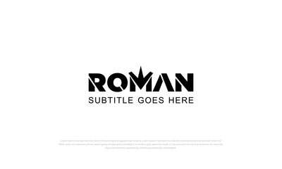 logotype typography logo for roman with customize on letter M