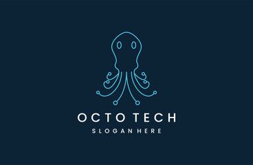 Octopus tech design icon logo template