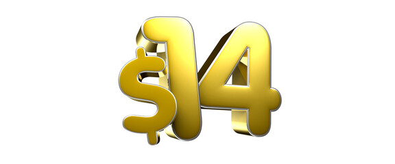 12 dollar figure gold 3D illustration. Advertising signs. Product design. Product sales.