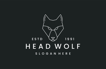  Head wolf logo vector icon illustration hipster vintage retro