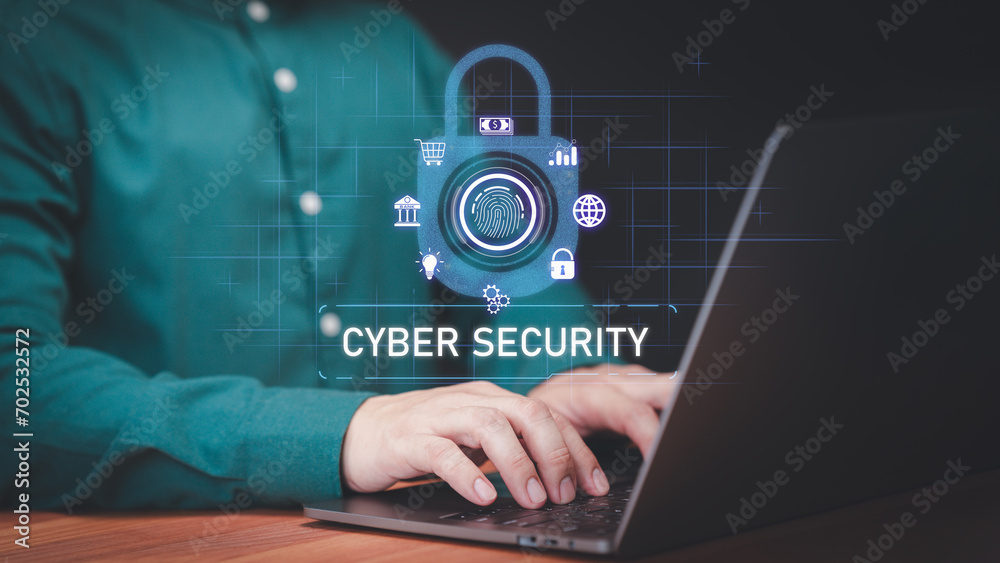 Poster Cybersecurity and privacy concept to protect data, user privacy security and encryption, secure internet access future technology and cybernetics, personal data security and banking and finance.