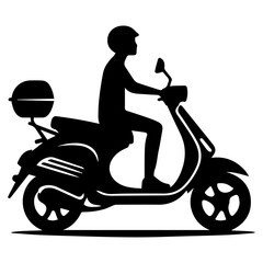 Fototapeta premium minimal Motor Scooter Silhouette Vector silhouette on white background