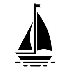 minimal Sailboat icon vector art illustration black color, black color silhouette, white background
