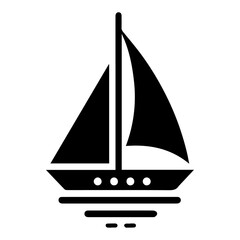 minimal Sailboat icon vector art illustration black color, black color silhouette, white background