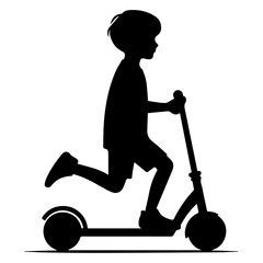 minimal Silhouette child scooter Vector silhouette on white background