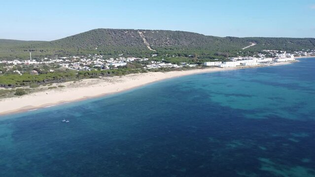 beautiful white beach in canos de meca, sunny weather