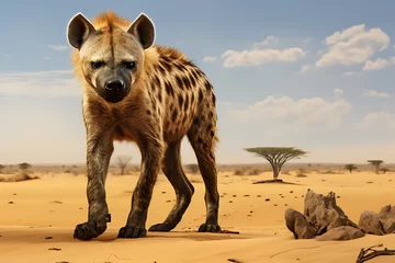 Fotobehang hyena on desert © Ainur