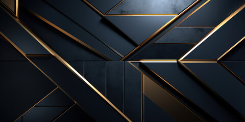 Modern geometric pattern with black and gold angles creating a sense of luxury