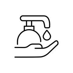 Liquid soap outline icons, minimalist vector illustration ,simple transparent graphic element .Isolated on white background