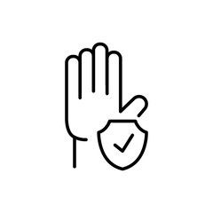 Hand protection outline icons, minimalist vector illustration ,simple transparent graphic element .Isolated on white background