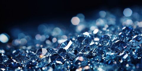 Sparkling diamonds and glitter against a deep blue background