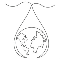 World water day single line art drawing and one line water drop  outline vector art  illustration