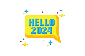 Hello 2024 New Year Sticker