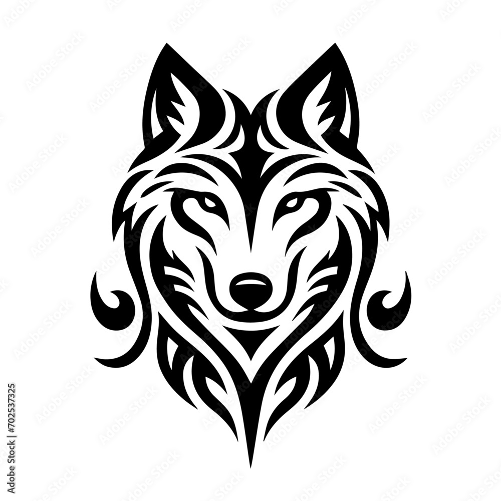 Wall mural wolf tribal tattoo logo icon design illustration