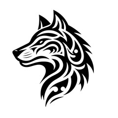 wolf tribal tattoo logo icon design illustration