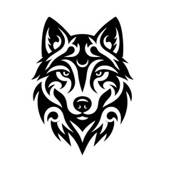 wolf tribal tattoo logo icon design illustration © JimzStd