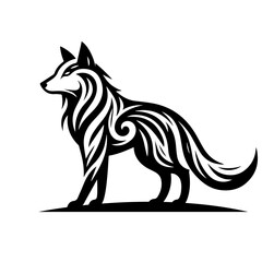 wolf tribal tattoo logo icon design illustration