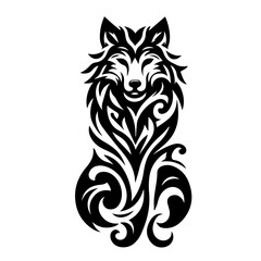 Obraz premium wolf tribal tattoo logo icon design illustration