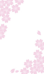 ピンクの桜の花と花びらのフレーム