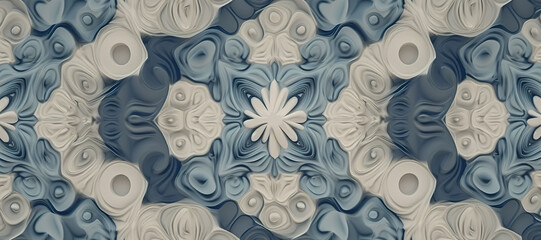 blue cream color floral motif pattern wave 17