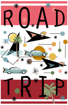 Retro 60s Road Trip Poster or Wall Art