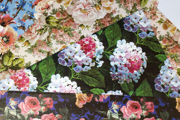 collage of flowers printed on gift wrapping paper