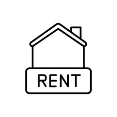 House rent outline icons, minimalist vector illustration ,simple transparent graphic element .Isolated on white background