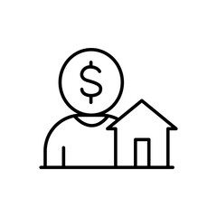 House dollar outline icons, minimalist vector illustration ,simple transparent graphic element .Isolated on white background