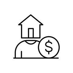 House dollar outline icons, minimalist vector illustration ,simple transparent graphic element .Isolated on white background