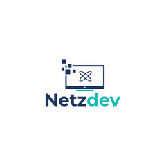 netz dev logo design vector monito pc computer