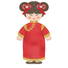 Chinese new year illustration Cartoon set of isolated hand drawn. 