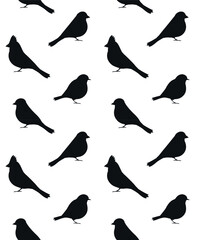 Fototapeta premium Vector seamless pattern of flat small birds silhouette isolated on white background