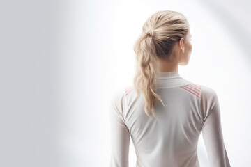 Athletic Woman in Sportswear Looking Over Shoulder in Bright Environment